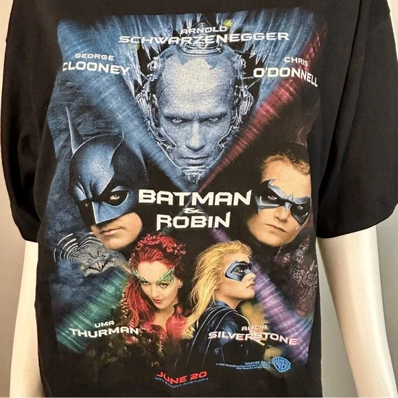 Vintage 1997 DC Comics WB NWT Batman & Robin Movie Graphic T-Shirt XLarge Unisex